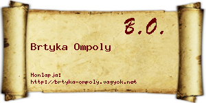 Brtyka Ompoly névjegykártya